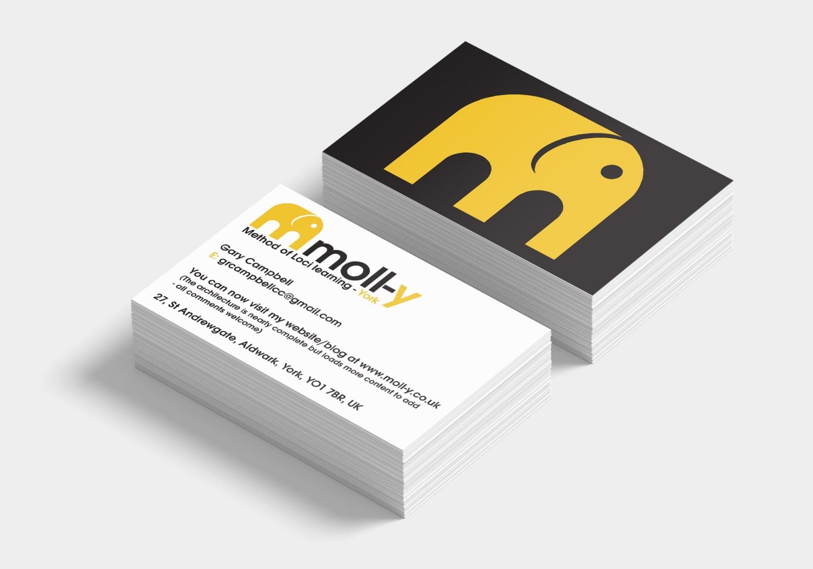 Front and back for a business card design for Gary Cambell