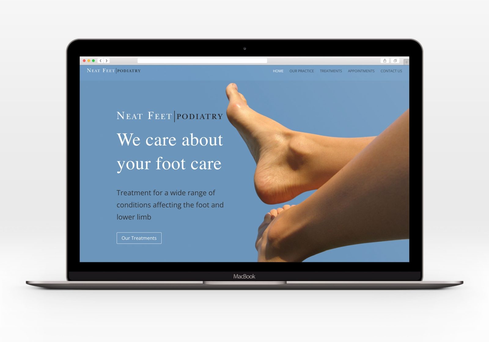 Neat Feet Podiatry Website on imac