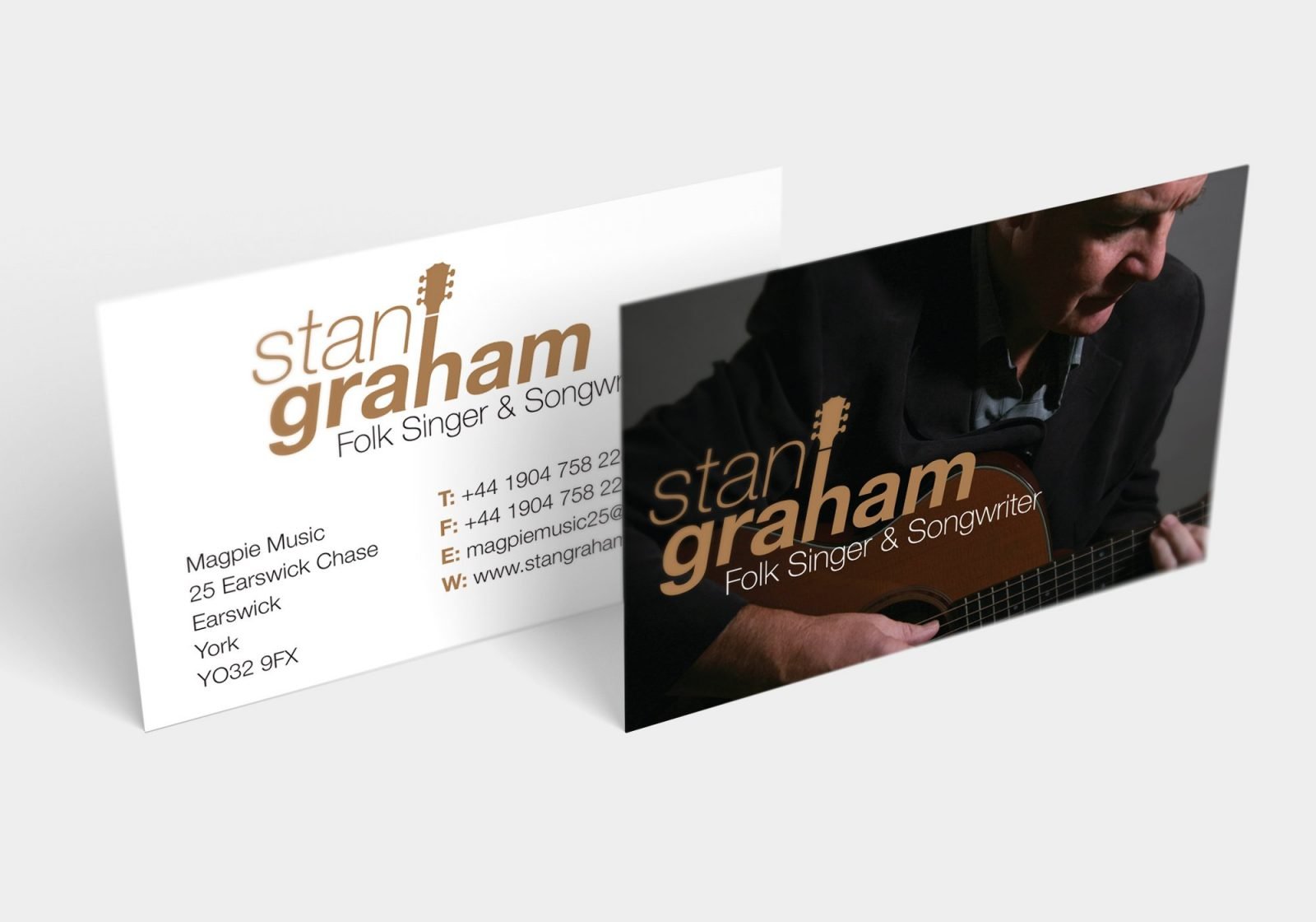 A business card design for Stan Graham singer songwriter