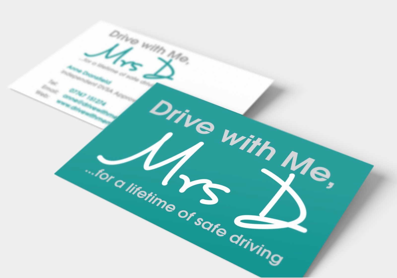 Drive with Me Mrs D Business Card Design